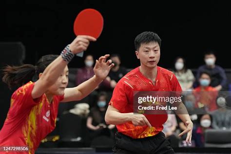 Chen Meng and Ma Long compete during China Table Tennis Team Internal ...