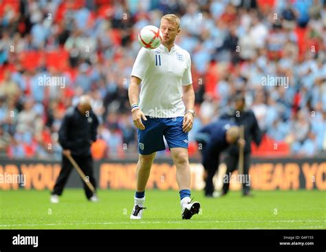 Andrew Flintoff from Sky's A League of Thier Own during the half time ...