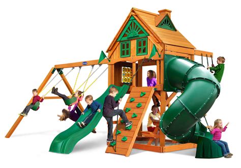 Tundra with Tube Slide and Upper Cabin Swing Sets | Playscape Backyard