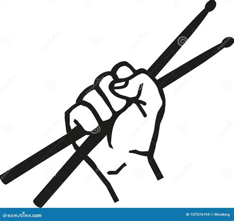 Hand with drum sticks stock vector. Illustration of drum - 107076194