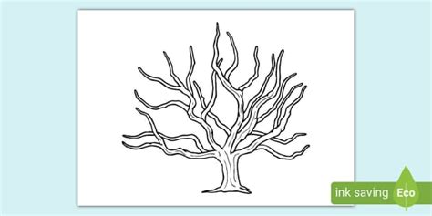 Winter tree Outline template | Worksheet | Easy to print