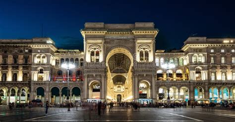 Galleria Vittorio Emanuele II at Night, Milan, Italy Stock Photo - Image of architecture ...