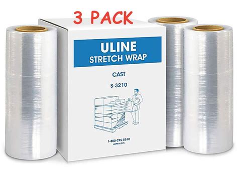 Stretch Wrap - Cast, 60 Gauge, 12" x 2,000' Industrial Strength 3 Pack | Clear Cling Plastic ...