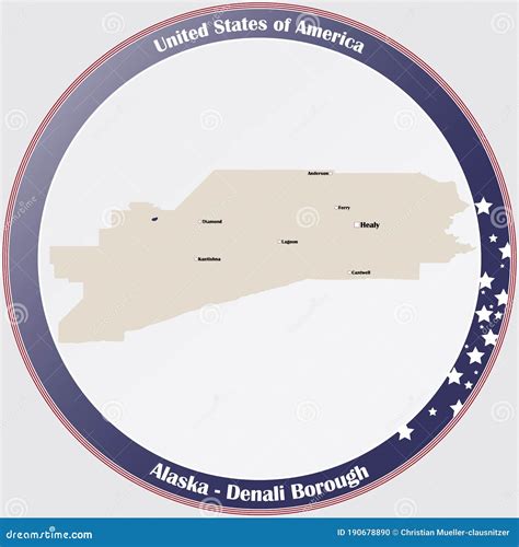 Map of Denali Borough in Alaska Stock Vector - Illustration of cities ...