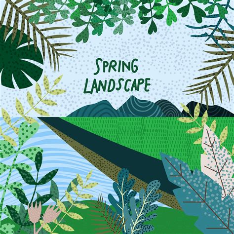 Spring Nature Landscape 830135 Vector Art at Vecteezy