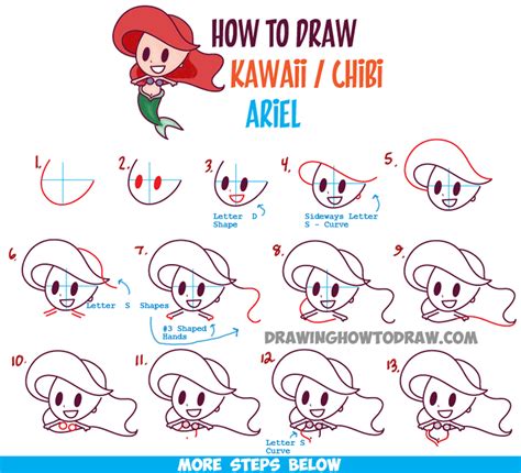 How to Draw Cute Baby Kawaii Chibi Ariel from Disney’s The Little ...