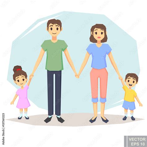 Family Holding Hands Cartoon