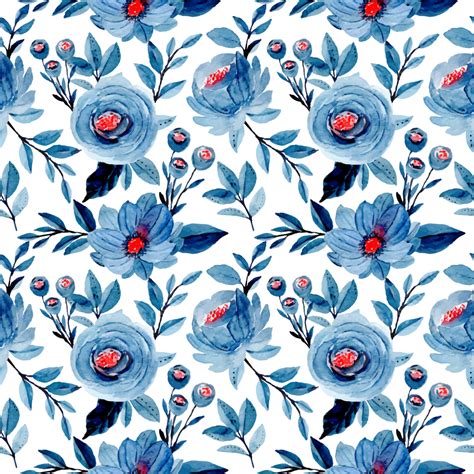 Beautiful Blue Floral Watercolor Seamless Pattern Background, Wallpaper, Pattern, Floral ...