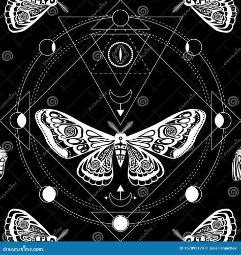 Night Moth, Butterfly Pupa. Sacred Geometry, Esoteric Symbols Stock Illustration - Illustration ...