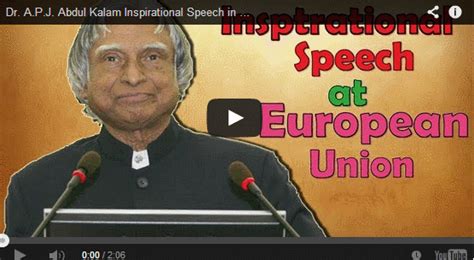 Dr. A.P.J. Abdul Kalam Inspirational Speech in European Union ...