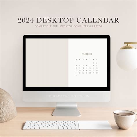 2024 Calendar Wallpaper 12 Month Modern Aesthetic Calendar for Laptop ...