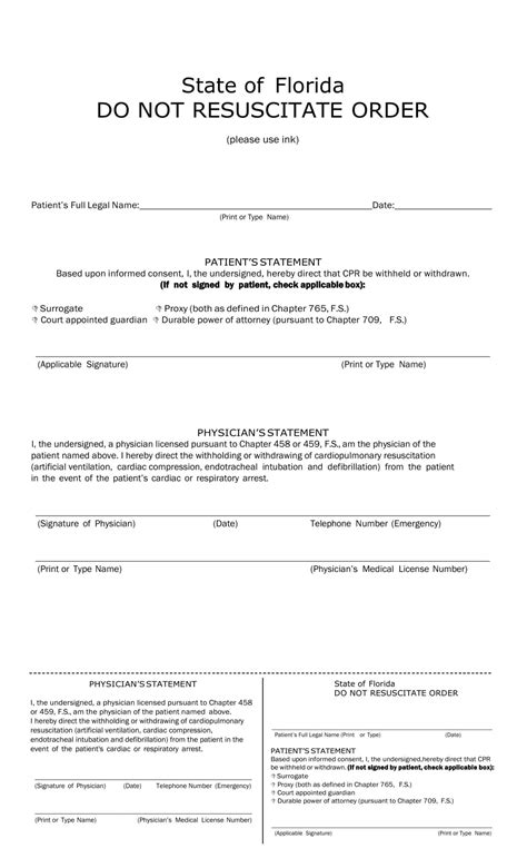 Free Printable Do-Not-Resuscitate (DNR) Order Form [PDF, Word]