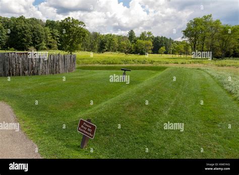 Earthworks surrounding the reconstructed fort, Fort Necessity National Battlefield, Fayette ...