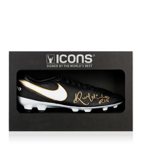 Ronaldinho Signed Black Nike Tiempo Boot In Deluxe Packaging