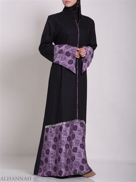 Classic Jordanian Abaya with Satin Trim ab635 » Alhannah Islamic Clothing