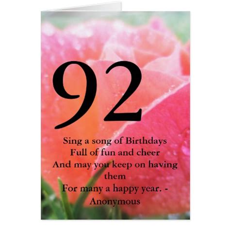 92nd Birthday Card | Zazzle