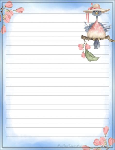 Blue Bird lined | Carta da lettera, Carta da lettere stampabile, Lavoretti di carta