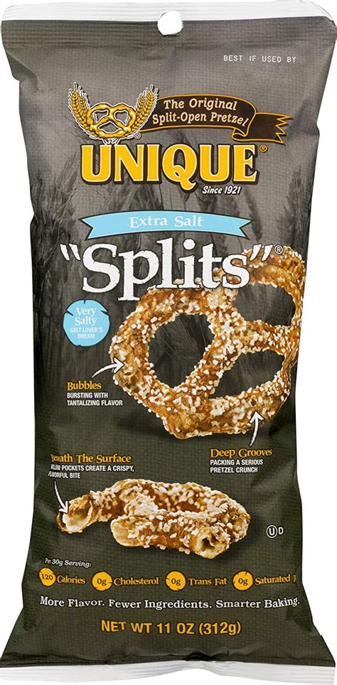 Unique Pretzels - Extra Salt Splits Pretzels, Delicious Vegan Snack ...