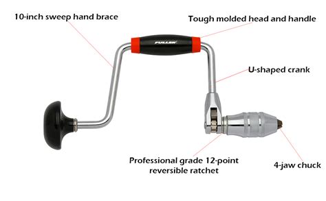 Fuller Tool 890-1072 12-Point Reversible Ratchet Bit Brace Hand Drill ...