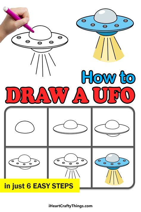 UFO Drawing - How To Draw A UFO Step By Step