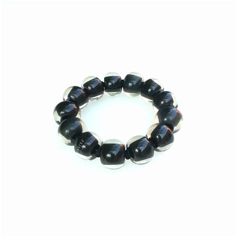 Bracelet Black – Elastic band (Bead size 4) (L) – Zsiska Jewellery on Sale