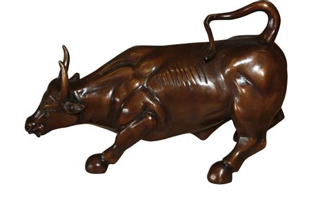 Wall street bull small - Bronze Statue - Size: 12"L x 6"W x 7.5"H. - NiFAO