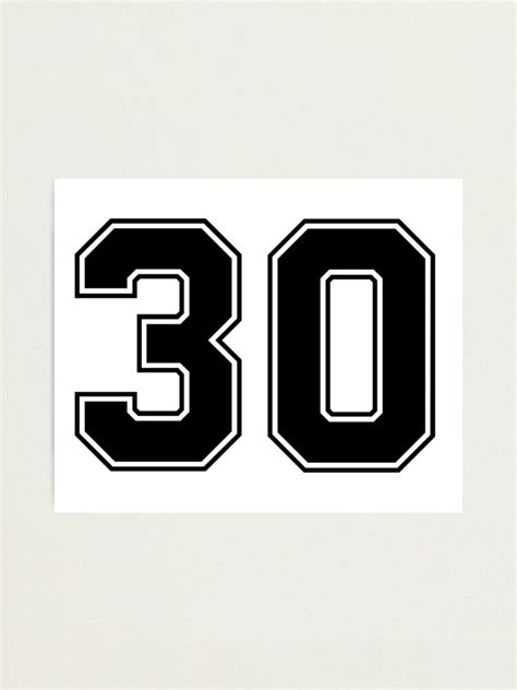 "30 American Football Classic Vintage Sport Jersey Number in black number on white background ...