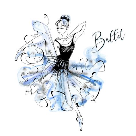 Ballerina. Ballet. Wilis. Dancing girl on Pointe shoes. Watercolor ...