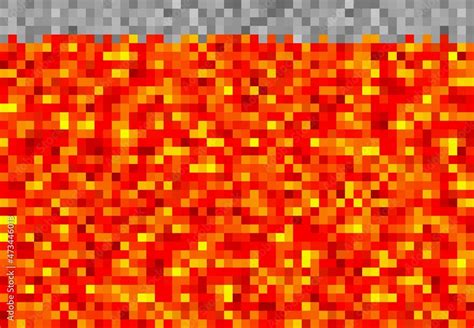 Cubic pixel lava or magma blocks pattern, pixel game vector background ...