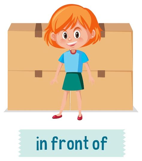 Premium Vector | Preposition of place with cartoon girl and a box