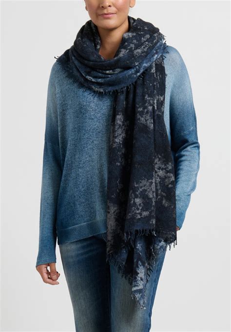 Avant Toi Cashmere Stola Scarf in Boreal Grey & Lake Blue | Santa Fe Dry Goods . Workshop . Wild ...