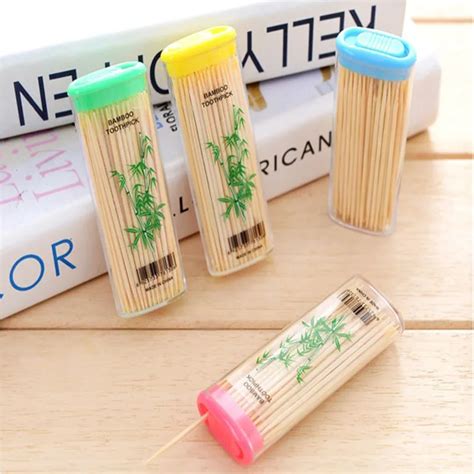 4 Color Fine Toothpick Box Portable Green Bamboo Toothpicks Portable Purification-in Toothpick ...