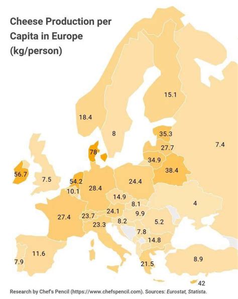 Cheese Production per Capita in Europe (kg/person) : r/MapPorn