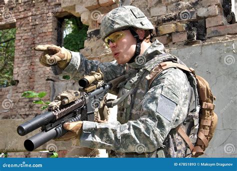 Soldier in action stock image. Image of military, male - 47851893