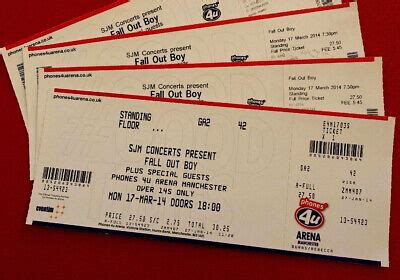 FALL OUT BOY Original Ticket Mancheser Arena 17 March 2014 Save Rock & Roll Tour | eBay