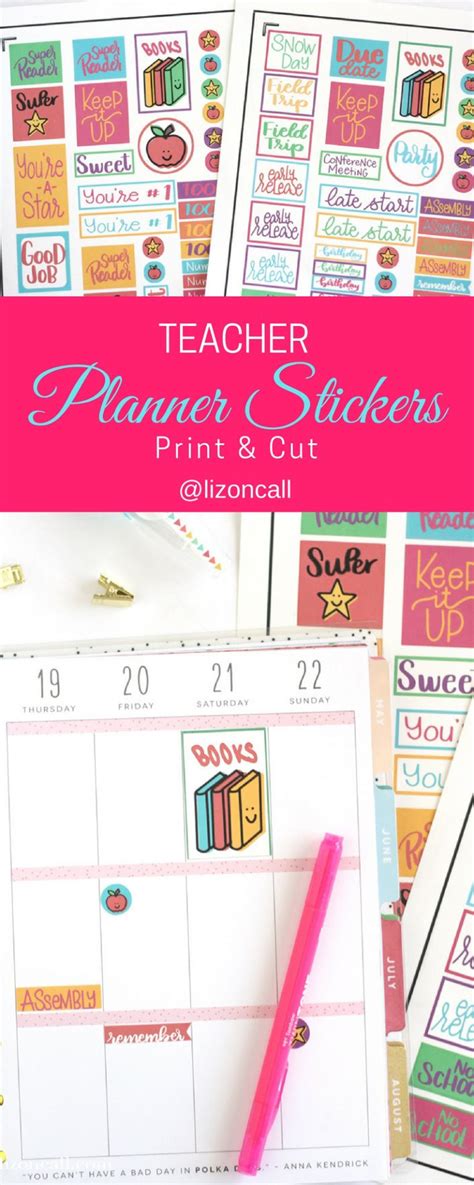 Free Teacher Planner Stickers Print and Cut