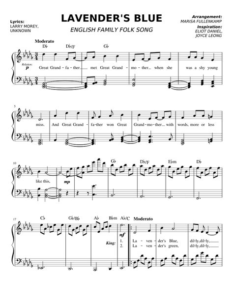 LAVENDER'S BLUE Sheet music for Piano (Solo) | Musescore.com