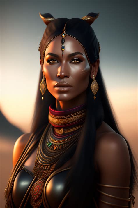 Lexica - Tribal huntress character art in blender cycles,4k, vray, dramatic render