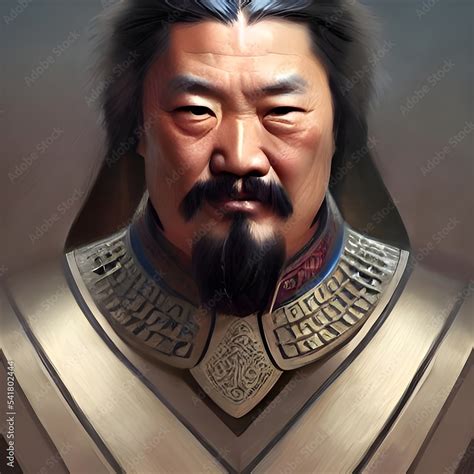 Portrait of Genghis Khan, Mongolian Emperor. High quality illustration Stock Illustration ...