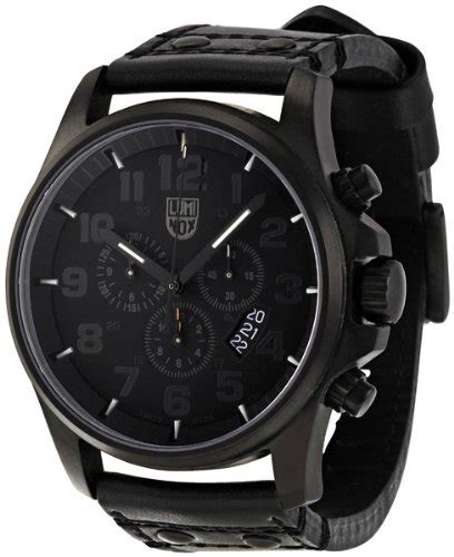 Luminox Men’s 1881.BO Black Leather Swiss Quartz Watch with Black Dial ...