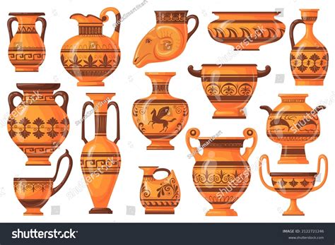 Cartoon Greek Pots Ancient Pottery Ceramic Stock Vector (Royalty Free) 2122721246 | Shutterstock