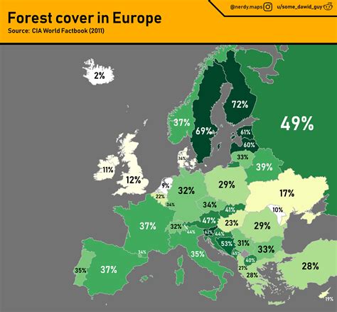 Forest cover in Europe [OC] : r/MapPorn