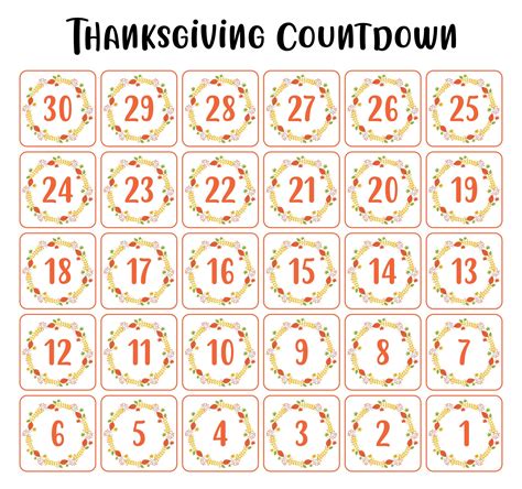 Thanksgiving Countdown Calendar - 13 Free PDF Printables | Printablee