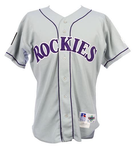 Lot Detail - 1994 Vinny Castilla Colorado Rockies Game Worn Road Jersey w/ MLB 125th Anniversary ...