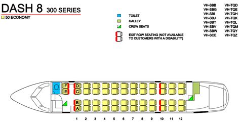 Seat Map and Seating Chart Bombardier Dash 8 300 QantasLink | Fleet ...