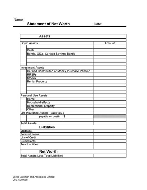 Net Worth Spreadsheet Canada Printable Spreadshee net worth template ...