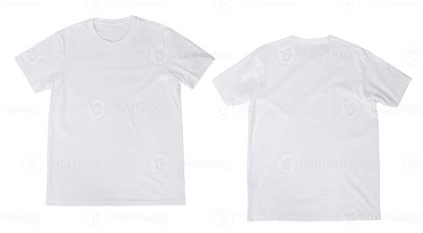 Blank white t-shirt mockup front and back isolated on white background with clipping path ...