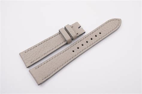 19mm/16mm Light Gray Pebbled Calf Leather Watch Strap for Cartier Must ...