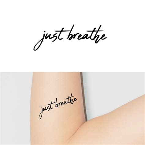 Just Breathe set of 2 Script Temporary Tattoo / Quote - Etsy