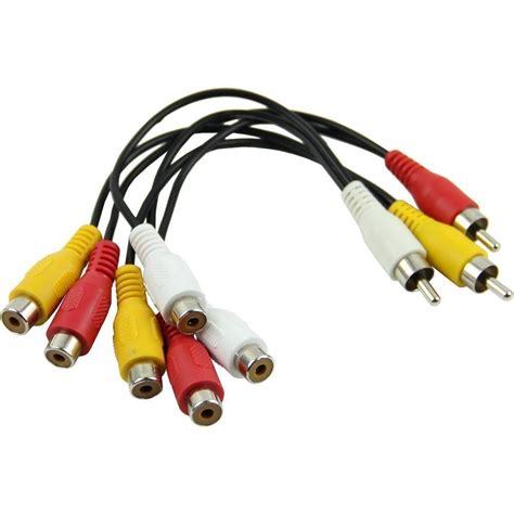 RCA Cables BronaGrand 3 RCA Female Jack to 6 RCA Male Plug Splitter Audio Video Av Adapter Cable ...